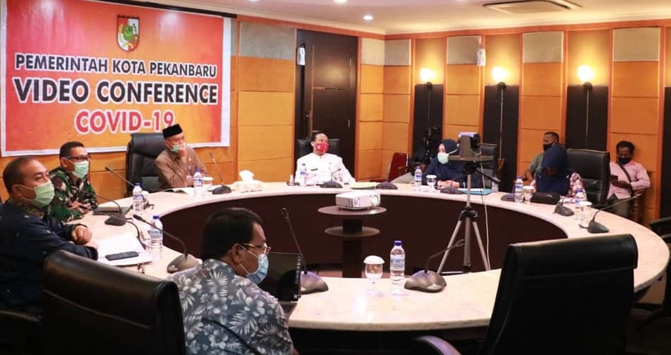 Soal PSBB, Wakil Walikota Pekanbaru Gelar Video Conference Bersama Gubernur