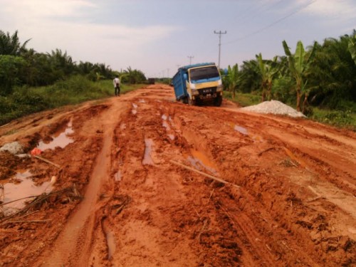 Jalan di Penghuluan Darussalam Rohil Rusak Parah