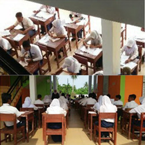 Mengkuatirkan, Para Siswa SMPN 2 Bangko Laksanakan UN di Teras dan Menumpang